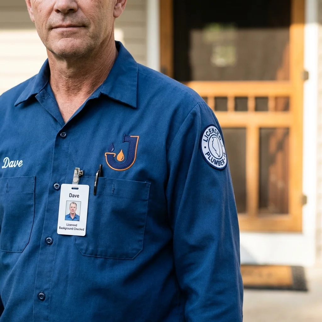 Licensed plumber showing ID badge in Breckenridge, CO