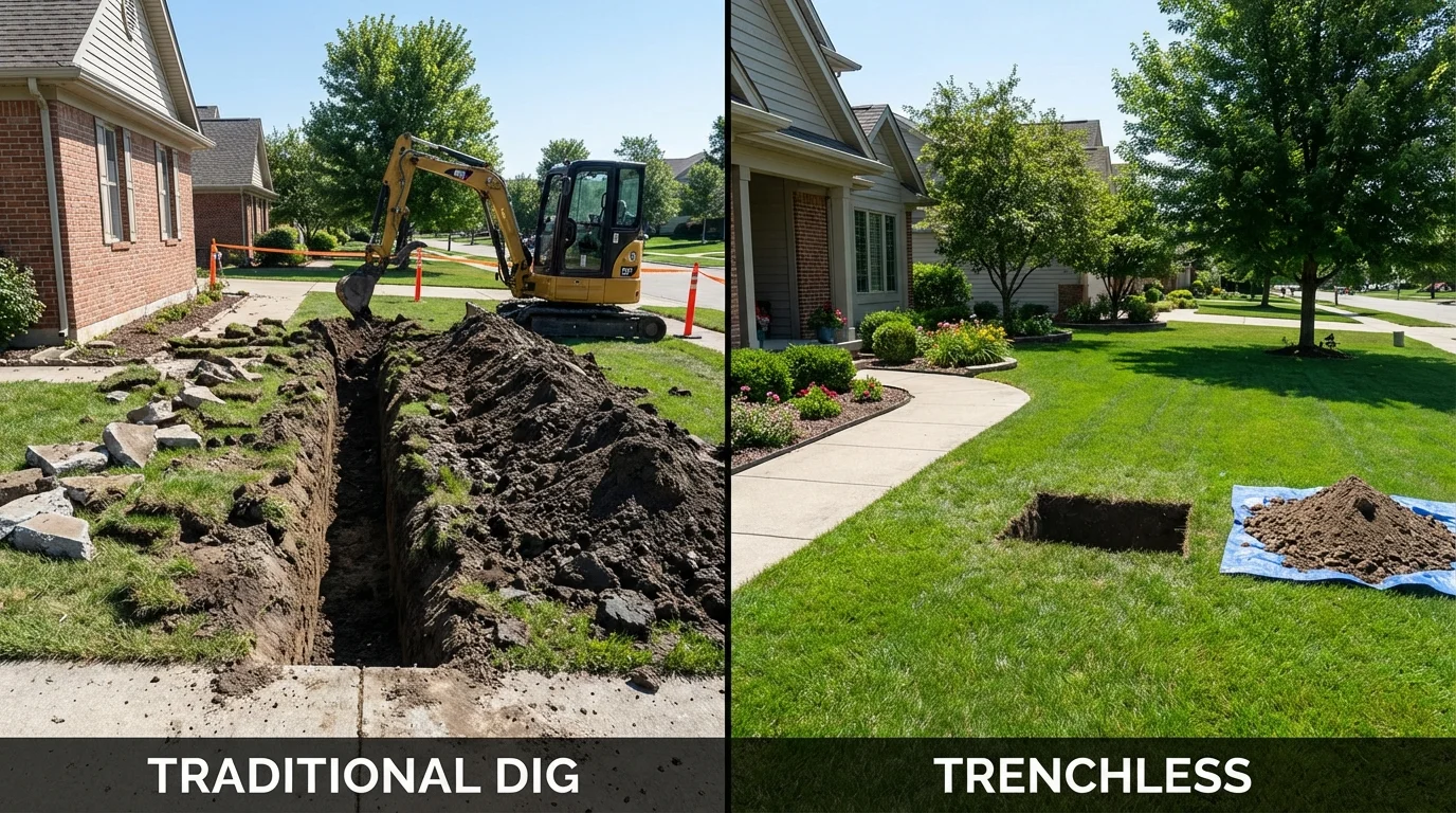 Trenchless sewer repair with minimal yard damage versus traditional excavation in Breckenridge, CO